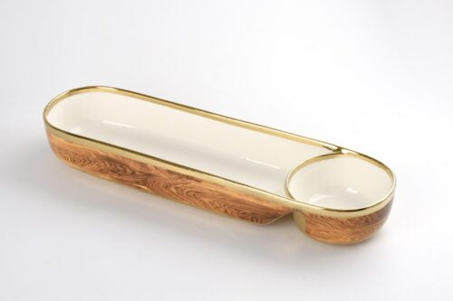 Madera Wood and Gold Chip and Dip