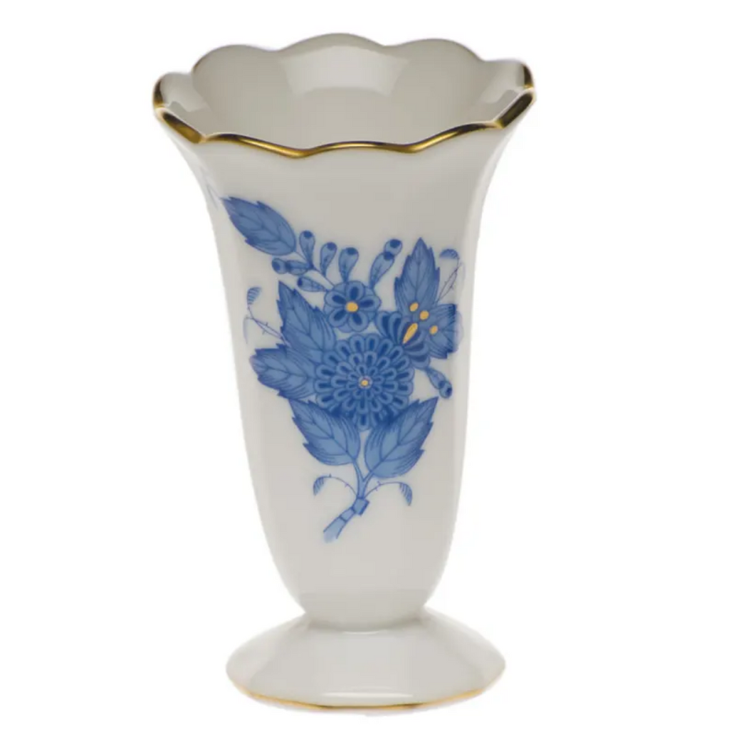 Herend Scalloped Bud Vase Blue
