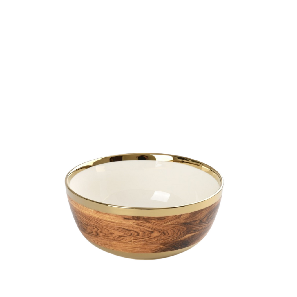 Madera Wood and Gold Large Bowl