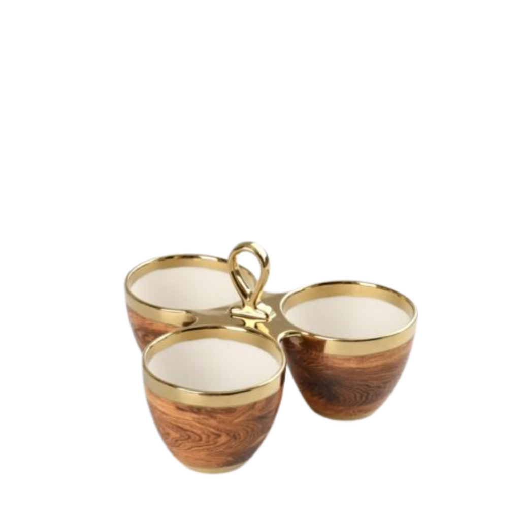 Madera Wood and Gold Three Part Server