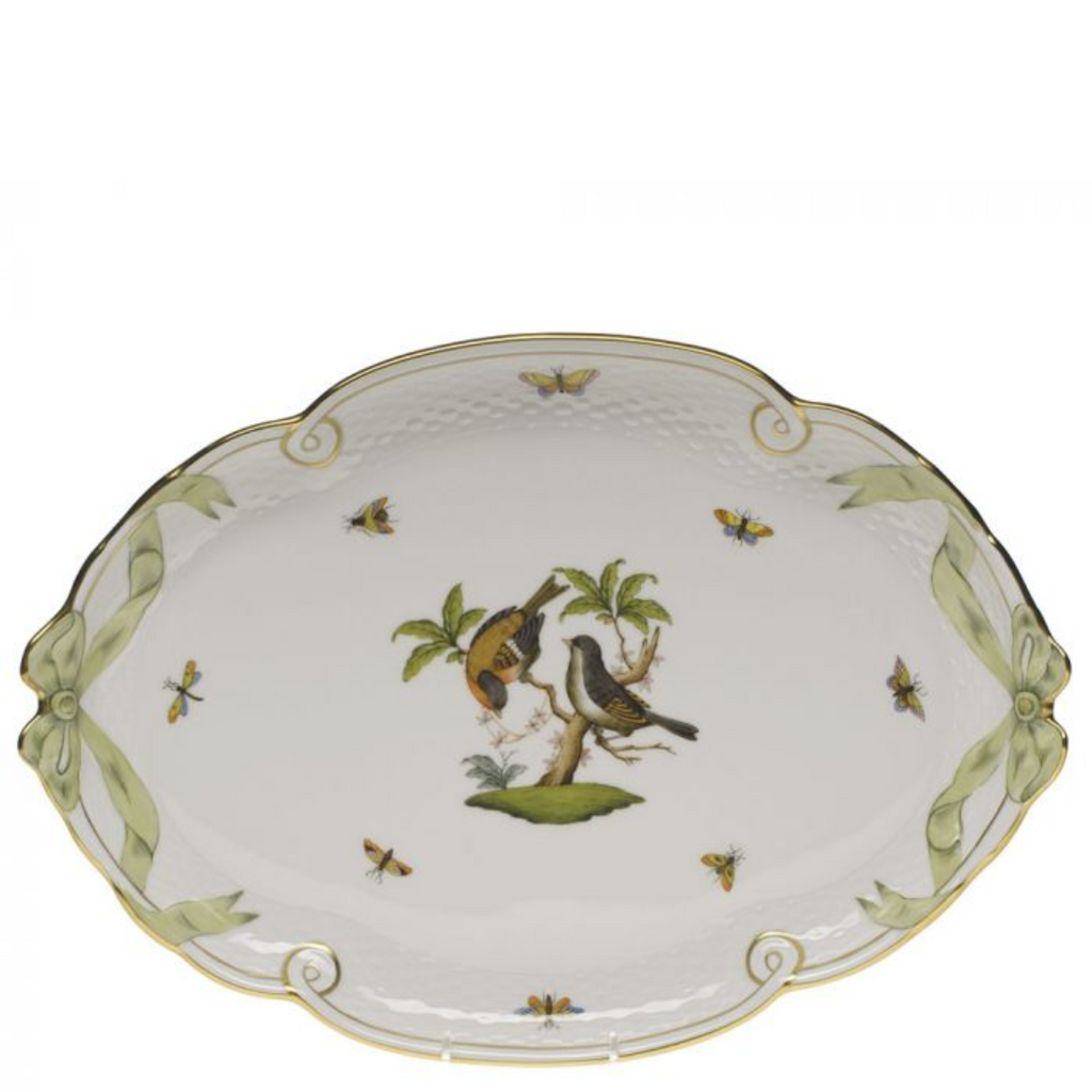 Herend Rothschild Bird Green Ribbons Tray