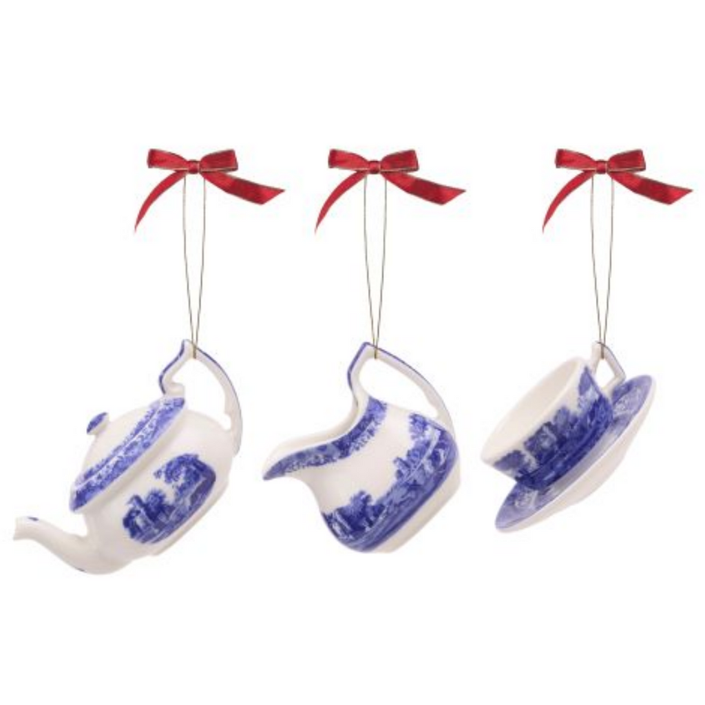 Spode Blue Italian 3 Piece Tea Set Ornaments - Thumbnail 2